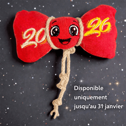 Monsieur Noeud Pap. 2026, joujou chien écologique en chanvre naturel, hypoallergénique et non toxique.